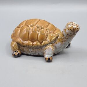 Tortoise Turtle Shell Figurine Glazed Ceramic